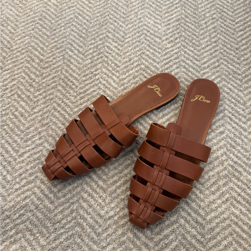 J. Crew Brown Leather Mules